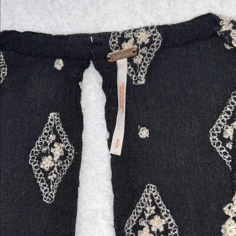 Free People Black Mini Dress with White Diamond Motif